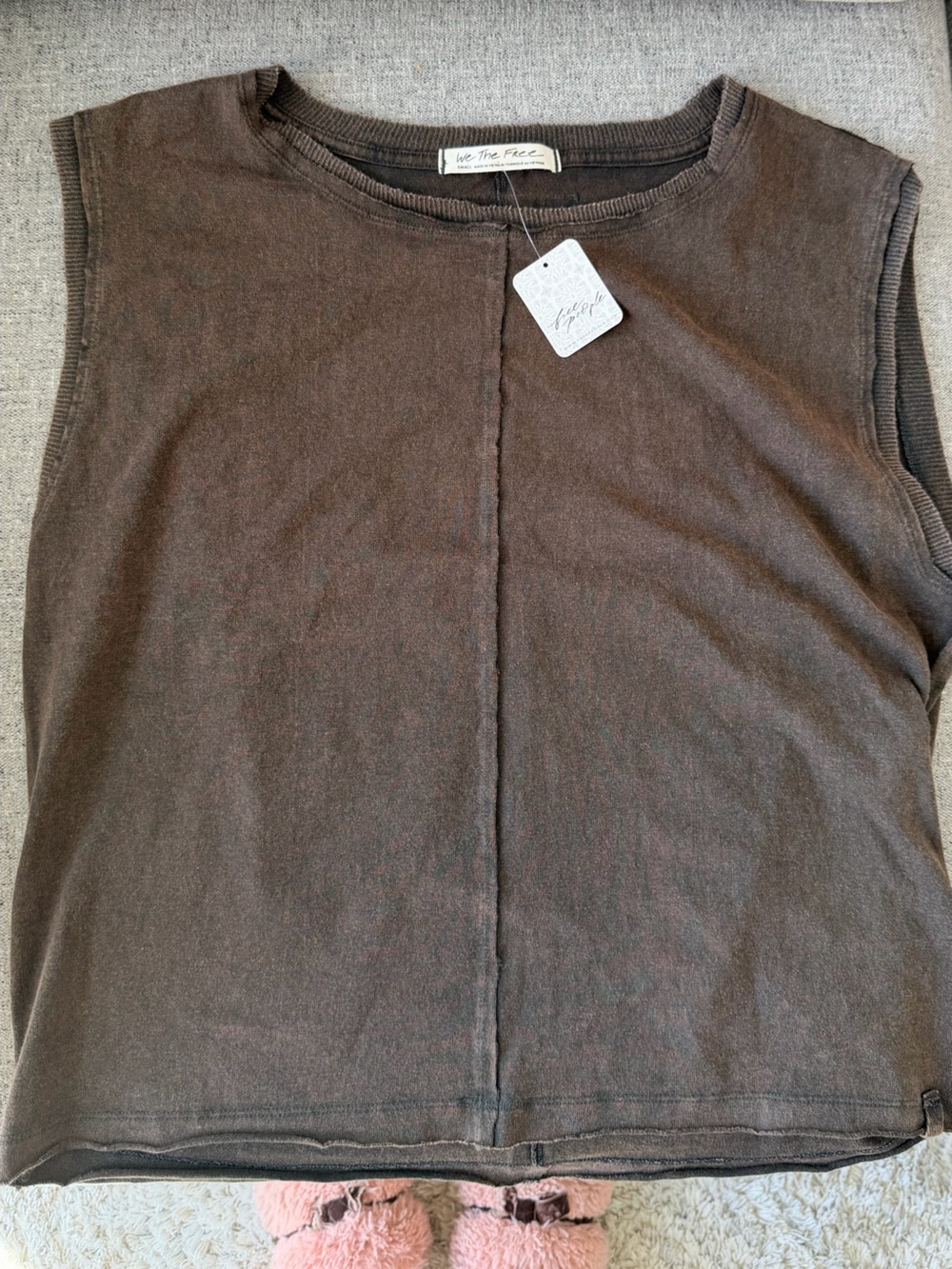 the Free People Kasee Muscle Tee in the brown "Raven Feather" wash Small NWT